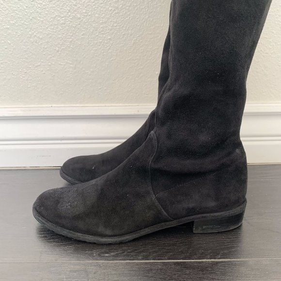 Stuart Weitzman Black Suede Lowland Over-The-Knee Boots - Picture 10 of 16